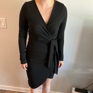 Black tie waist dress.